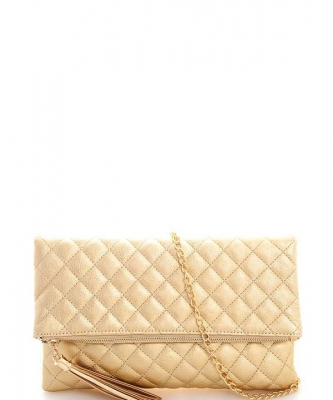 Designer Stitch Foldover Princess Clutch with Chain LP048QPP GOLD